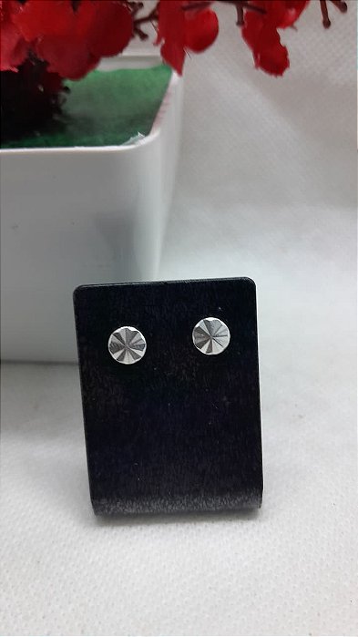 Brinco Banhado Prata Circulo Frisado Relevo 6mm