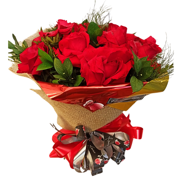 Buquê de 12 Rosas colombianas Vermelhas