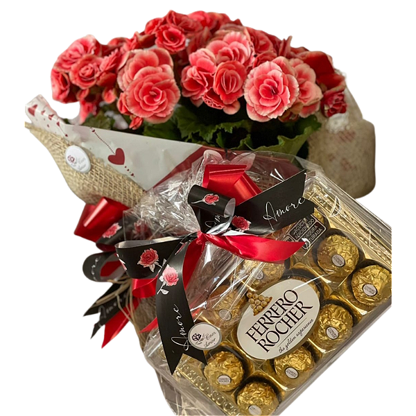Arranjo de Begônia com Ferrero Rocher