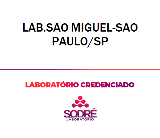 Exame Toxicológico - Sao Paulo-SP - LAB.SAO MIGUEL-SAO PAULO/SP (C.N.H, Empregado CLT, Concurso Público)