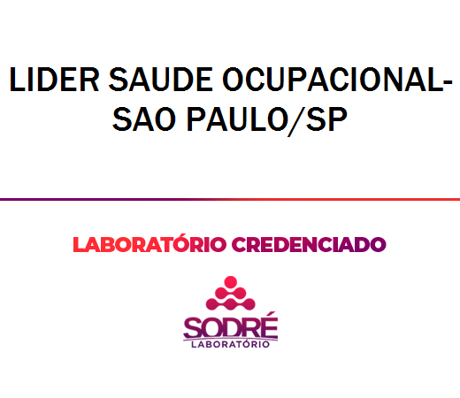 Exame Toxicológico - Sao Paulo-SP - LIDER SAUDE OCUPACIONAL-SAO PAULO/SP (Empregado CLT)