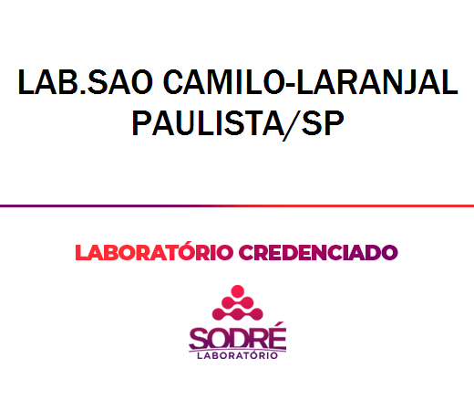 Exame Toxicológico - Laranjal Paulista-SP - LAB.SAO CAMILO-LARANJAL PAULISTA/SP (C.N.H, Empregado CLT, Concurso Público)