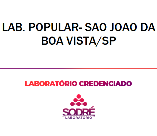 Exame Toxicológico - Sao Joao Da Boa Vista-SP - LAB. POPULAR- SAO JOAO DA BOA VISTA/SP (C.N.H, Empregado CLT, Concurso Público)