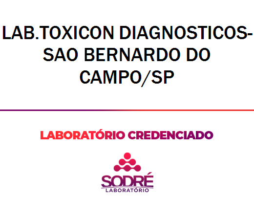 Exame Toxicológico - Sao Bernardo Do Campo-SP - LAB.TOXICON DIAGNOSTICOS-SAO BERNARDO DO CAMPO/SP (C.N.H, Empregado CLT, Concurso Público)