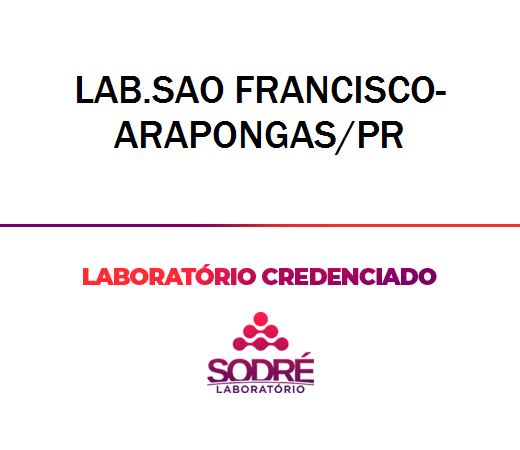 Exame Toxicológico - Arapongas-PR - LAB.SAO FRANCISCO-ARAPONGAS/PR (C.N.H, Empregado CLT, Concurso Público)