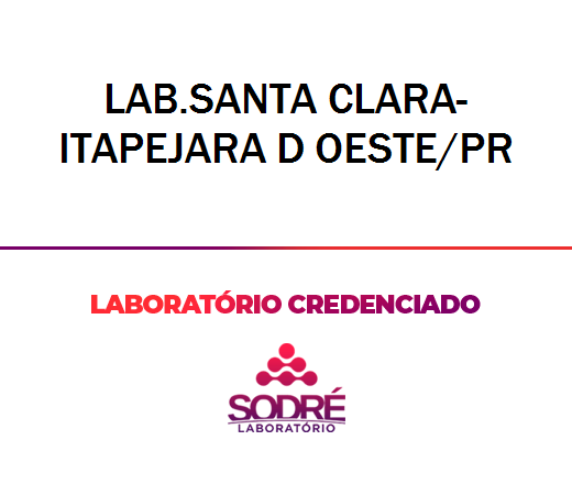 Exame Toxicológico - Itapejara D Oeste-PR - LAB.SANTA CLARA-ITAPEJARA D OESTE/PR (C.N.H, Empregado CLT, Concurso Público)