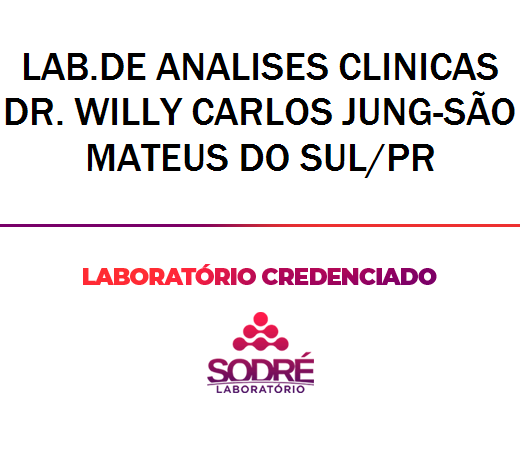 Exame Toxicológico - Sao Mateus Do Sul-PR - LAB.DE ANALISES CLINICAS DR. WILLY CARLOS JUNG-SÃO MATEUS DO SUL/PR (C.N.H, Empregado CLT, Concurso Público)