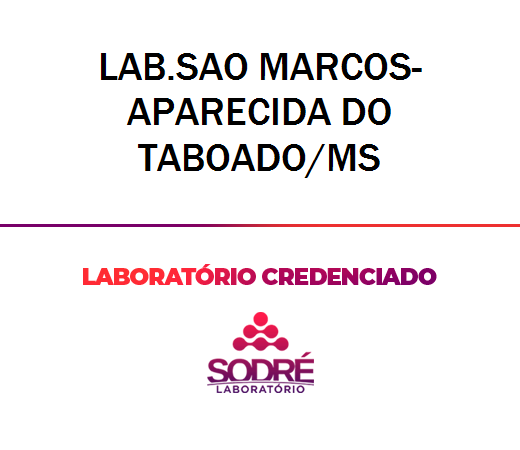 Exame Toxicológico - Aparecida Do Taboado-MS - LAB.SAO MARCOS-APARECIDA DO TABOADO/MS (C.N.H, Empregado CLT, Concurso Público)