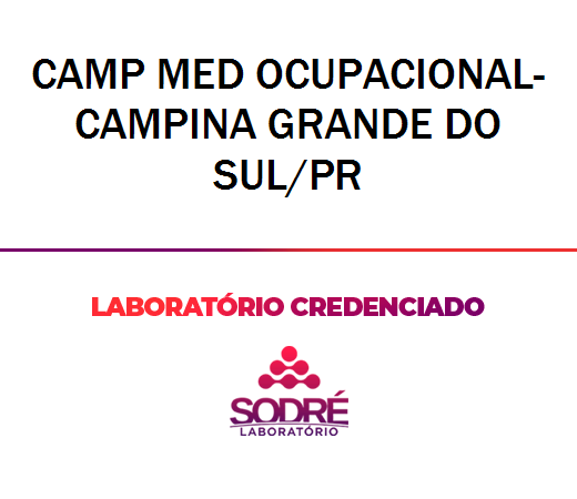 Exame Toxicológico - Campina Grande Do Sul-PR - CAMP MED OCUPACIONAL-CAMPINA GRANDE DO SUL/PR (C.N.H, Empregado CLT, Concurso Público)