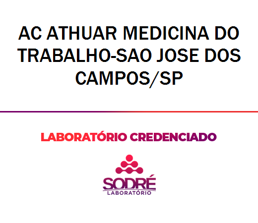 Exame Toxicológico - Sao Jose Dos Campos-SP - AC ATHUAR MEDICINA DO TRABALHO-SAO JOSE DOS CAMPOS/SP (C.N.H, Empregado CLT, Concurso Público)