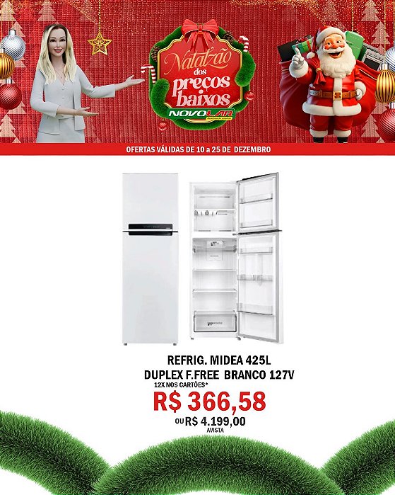 REFRIG. MIDEA 425L DUPLEX F.FREE BRANCO 127V