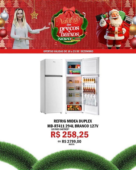 REFRIG MIDEA DUPLEX MD-RT411 294L BRANCO 127V