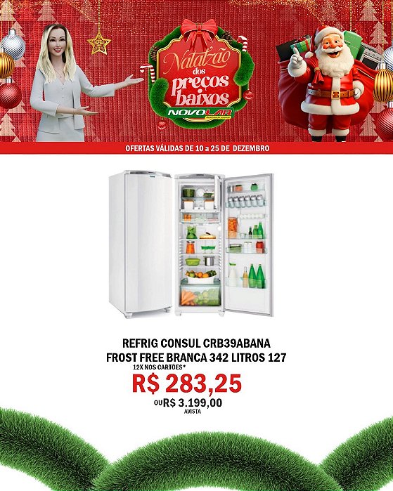 REFRIG CONSUL CRB39ABANA FROST FREE BRANCA 342 LITROS 127