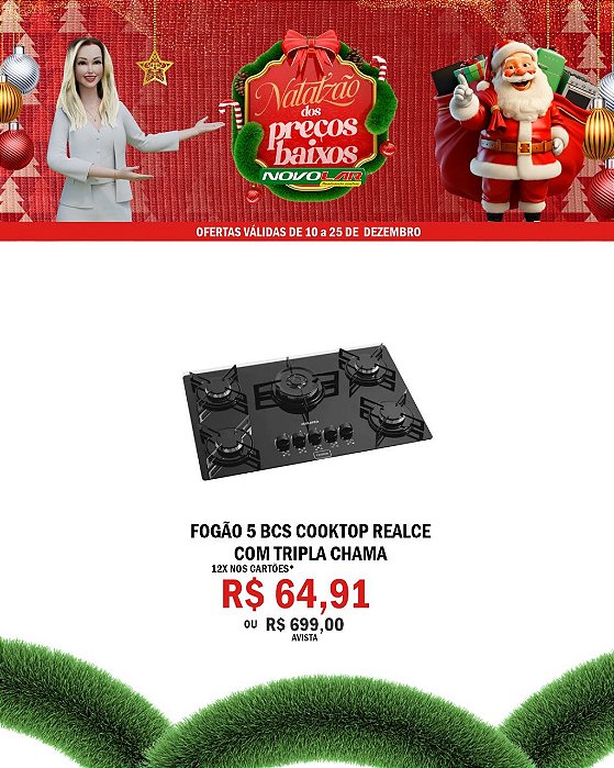 FOGÃO 5 BCS COOKTOP REALCE COM TRIPLA CHAMA