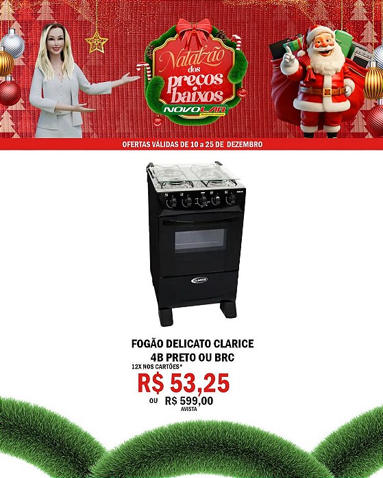 FOGÃO DELICATO CLARICE 4B PRETO OU BRC