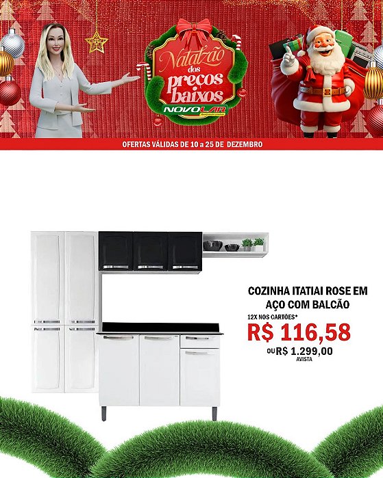 COZINHA ITATIAI ROSE EM AÇO COM BALCÃO