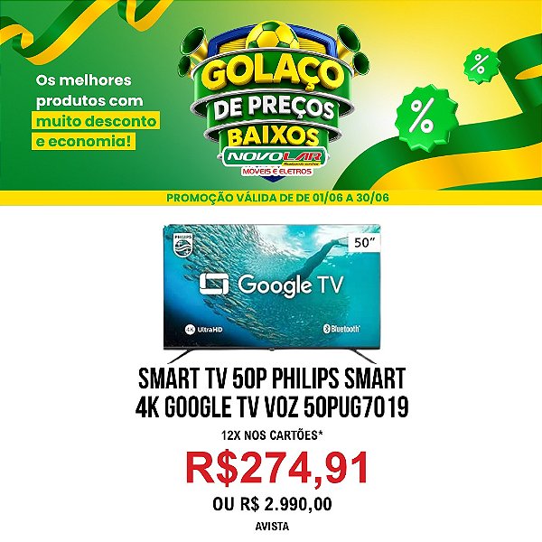 SMART TV 50P PHILIPS SMART 4K GOOGLE TV VOZ 50PUG7019