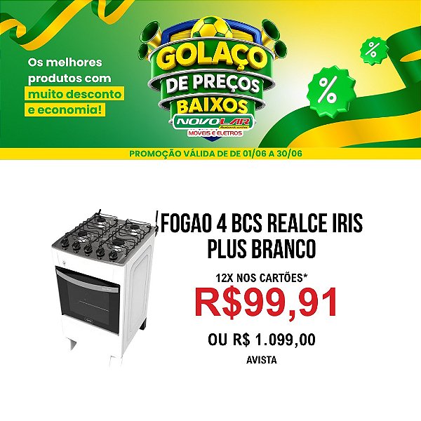 FOGÃO REALCE IRIS PLUS 4 BOCAS BRANCO