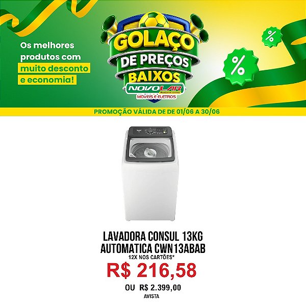 LAVADORA CONSUL 13KG AUTOMÁTICA CWN13ABAB BRANCA