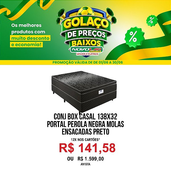 CONJUNTO BOX CASAL PORTAL PÉROLA NEGRA MOLAS ENSACADAS 138X32 PRETO