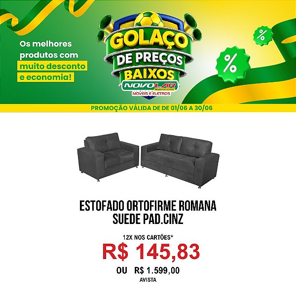 ESTOFADO ORTOFIRME ROMANA SUEDE PAD.CINZ