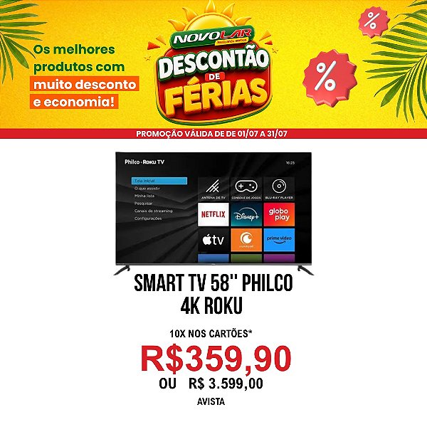 SMART TV 58 PHILCO 4K ROKU