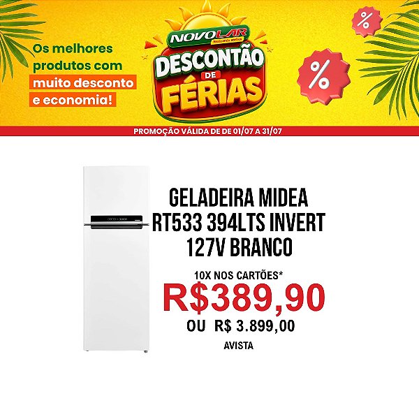 GELADEIRA MIDEA RT533 394L INVERTER 127V BRANCA