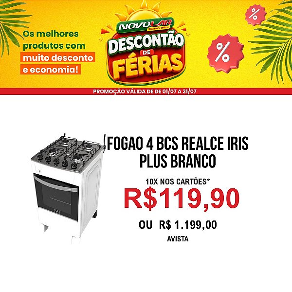 FOGAO 4 BCS REALCE IRIS PLUS BRANCO