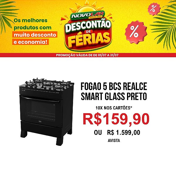 FOGAO 5 BCS REALCE SMART GLASS PRETO