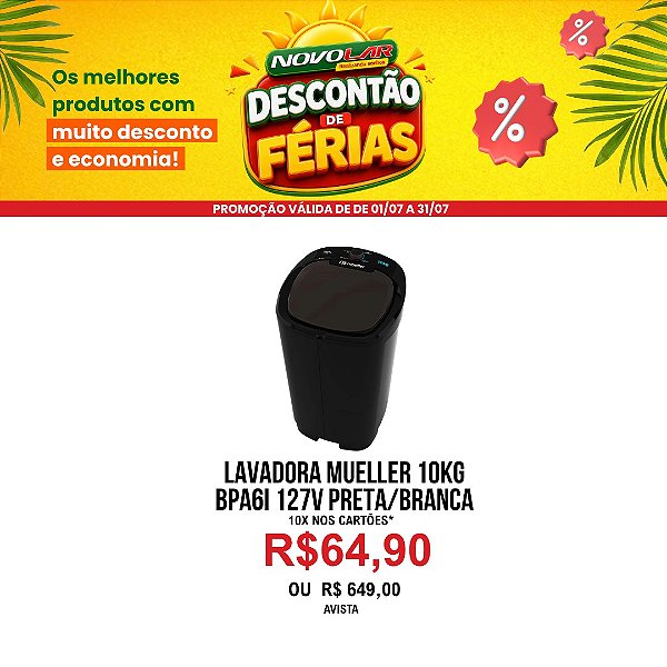 LAVADORA MUELLER 10KG BPA6I 127V PRETA/BRANCA