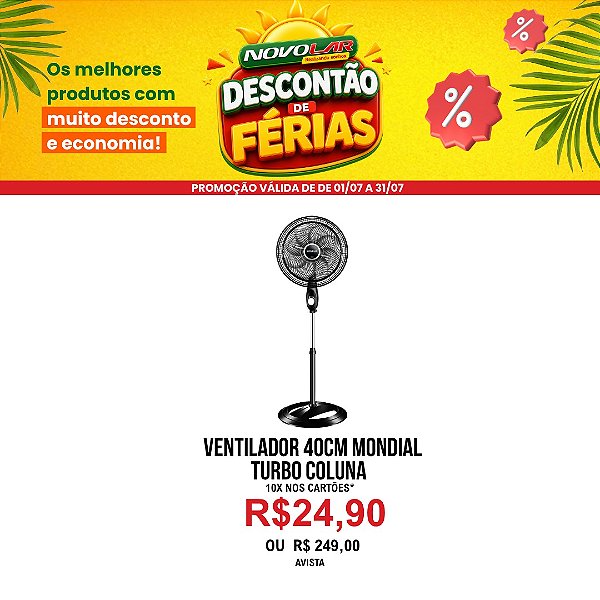 VENTILADOR 40CM MONDIAL TURBO COLUNA