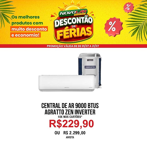 CENTRAL DE AR 9000 BTUS AGRATTO ZEN INVERTER