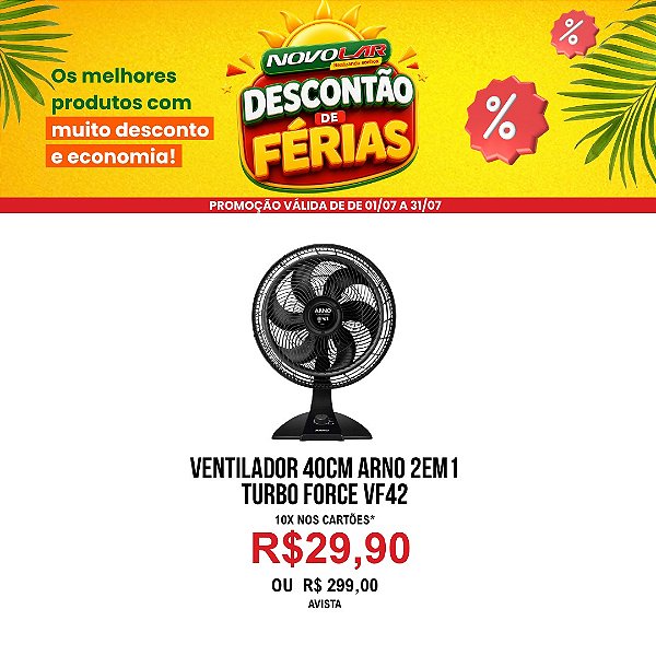 VENTILADOR 40CM ARNO 2 EM 1 TURBO FORCE VF42 PRETO