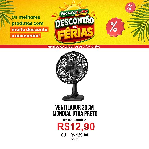 VENTILADOR 30CM MONDIAL ULTRA PRETO