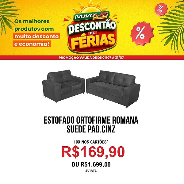 ESTOFADO ORTOFIRME ROMANA SUEDE PAD.CINZ