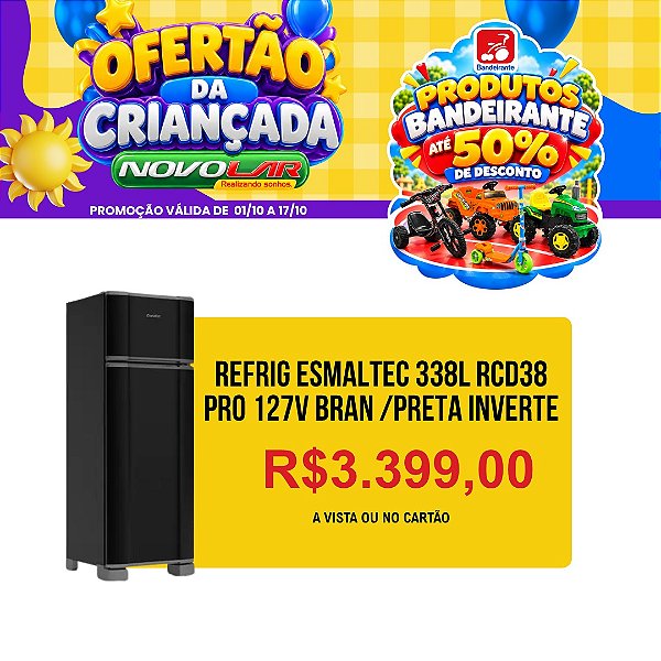 REFRIG ESMALTEC 338L RCD38 PRO 127V BRAN /PRETA INVERTE