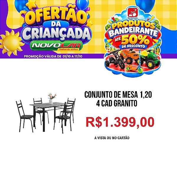 CONJUNTO DE MESA 1,20 4 CAD GRANITO