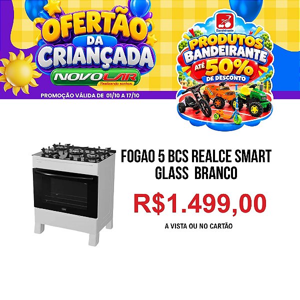 FOGAO 5 BCS REALCE SMART GLASS BRANCO