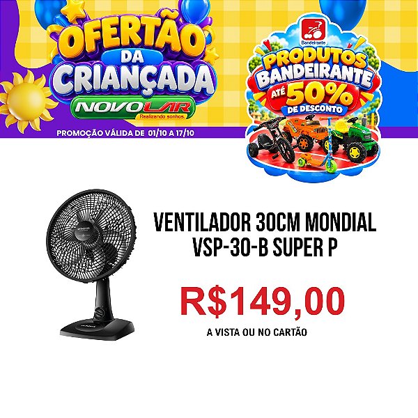 VENTILADOR 30CM MONDIAL VSP-30-B SUPER P