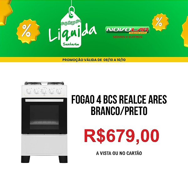 FOGAO 4 BCS REALCE ARES BRANCO/PRETO