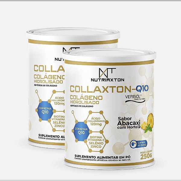 Combo - 2 Collaxton-Q10 Colágeno Verisol Abacaxi c/ Hortelã 250g