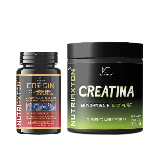 COMBO CREATINA NUTRIAXTON 300 G COM CARTSIN-COLÁGENO TIPO 2 COM ASTAXANTINA