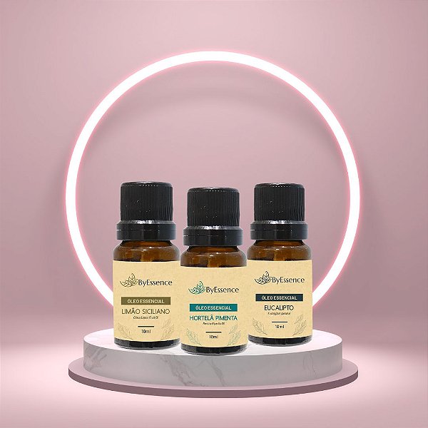 Kit Resfriado - Óleo Essencial Hortelã Pimenta, Eucalipto e Limão Siciliano Byessence