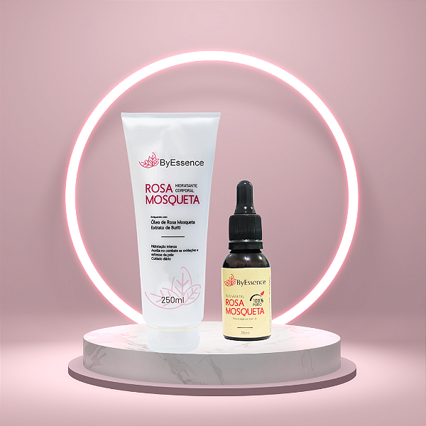 Kit Verão  - Hidratante Corporal Rosa Mosqueta 250ml e Óleo Vegetal 100% Puro Rosa Mosqueta 30ml - Byessence