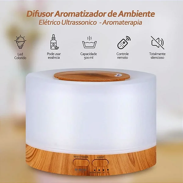 Difusor Aromatizador Umidificador Branco De 500ml