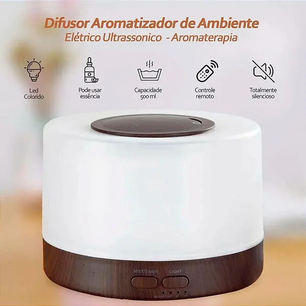 Difusor Aromatizador Umidificador Marrom Escuro De 500ml