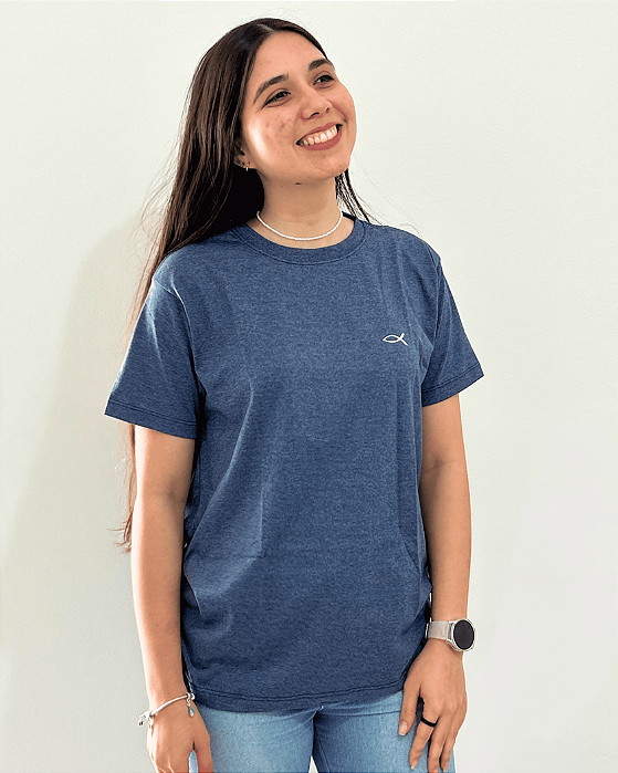 CAMISETA AZUL/CINZA - PEIXE
