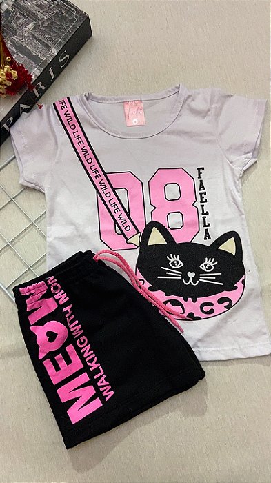 Conjunto Infantil Verão  Menina Branco