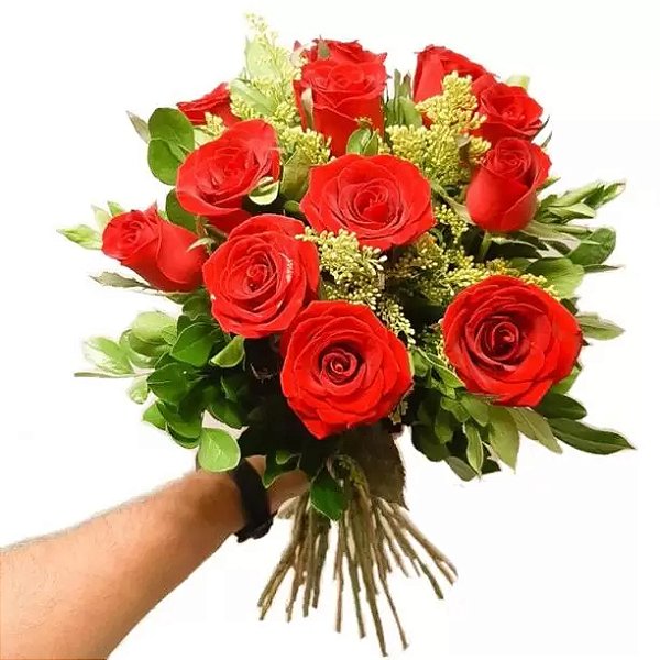 Buquê Retrô 12 Rosas Vermelhas