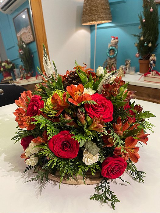 Centro de Mesa Natalino Redondo – Red Bloom 30cm